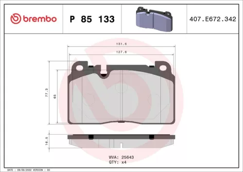 ABS Brake Pad Set, disc brake (P 85 133)