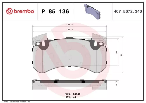 ABS Brake Pad Set, disc brake (P 85 136)