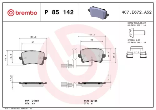 ABS Brake Pad Set, disc brake (P 85 142)