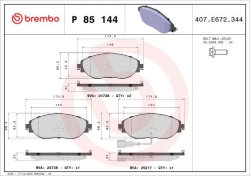 ABS Brake Pad Set, disc brake (P 85 144)