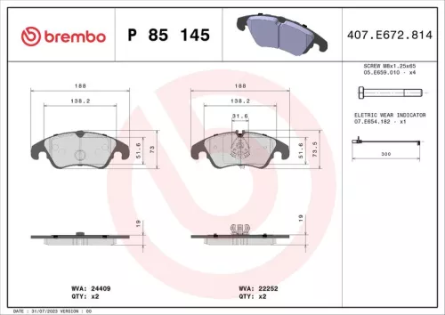 ABS Brake Pad Set, disc brake (P 85 145)