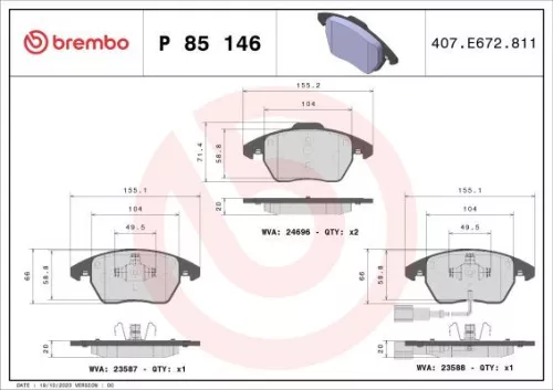 ABS Brake Pad Set, disc brake (P 85 146)