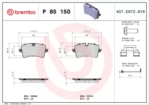 ABS Brake Pad Set, disc brake (P 85 150)