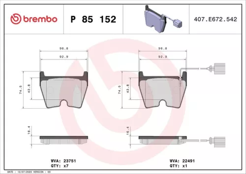 ABS Brake Pad Set, disc brake (P 85 152)