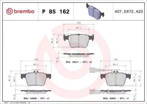 ABS Brake Pad Set, disc brake (P 85 162)