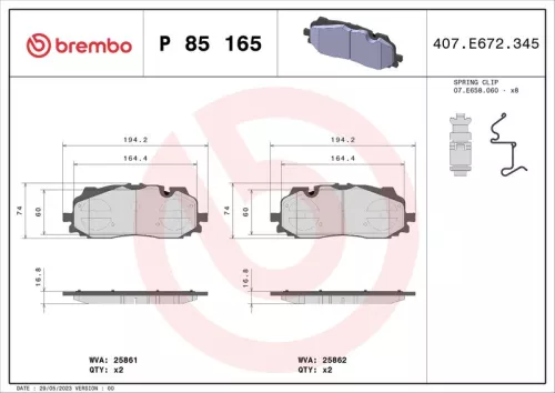 ABS Brake Pad Set, disc brake (P 85 165)