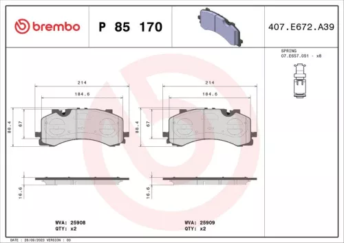 ABS Brake Pad Set, disc brake (P 85 170)