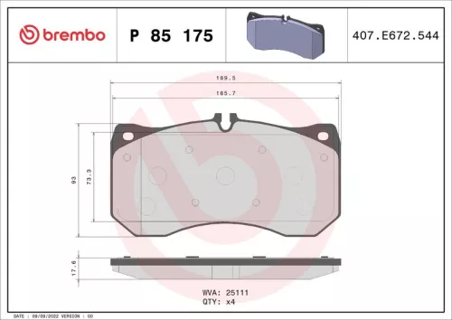 ABS Brake Pad Set, disc brake (P 85 175)