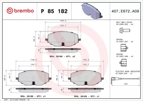 ABS Brake Pad Set, disc brake (P 85 182)