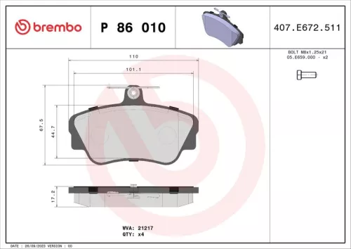 ABS Brake Pad Set, disc brake (P 86 010)