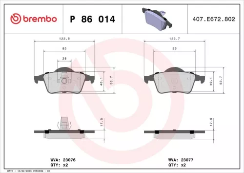 ABS Brake Pad Set, disc brake (P 86 014)