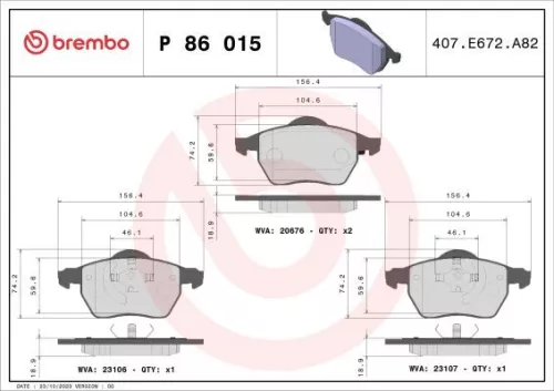 ABS Brake Pad Set, disc brake (P 86 015)