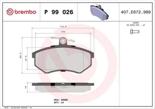ABS Brake Pad Set, disc brake (P 99 026)
