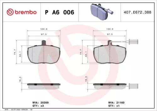 ABS Brake Pad Set, disc brake (P A6 006)