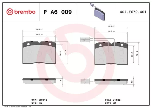 ABS Brake Pad Set, disc brake (P A6 009)
