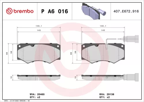 ABS Brake Pad Set, disc brake (P A6 016)