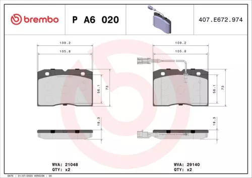 ABS Brake Pad Set, disc brake (P A6 020)